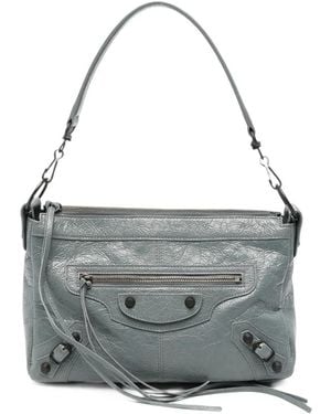 Balenciaga Small Le City Moto Shoulder Bag - Gray