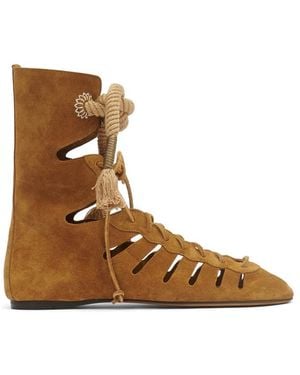 Isabel Marant Liade Open-Work Gladiator Boots - Brown