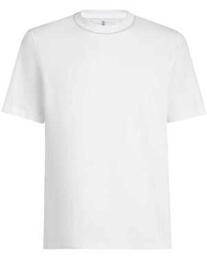 Brunello Cucinelli Cotton Jersey T-Shirt With Piping - White