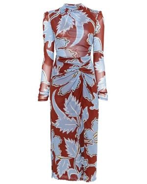 Diane von Furstenberg Amadis Floral-Print Ruched Midi Dress - Red