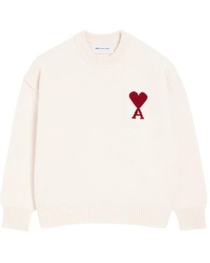 Ami Paris Neutrals Sweaters & Knitwear - White