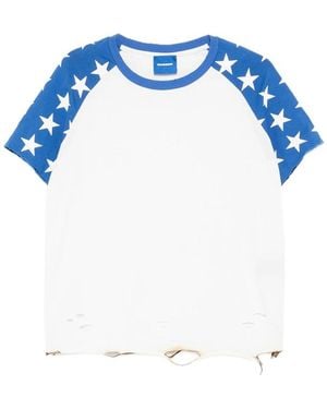 DAGGER Star-Print Distressed T-Shirt - Blue