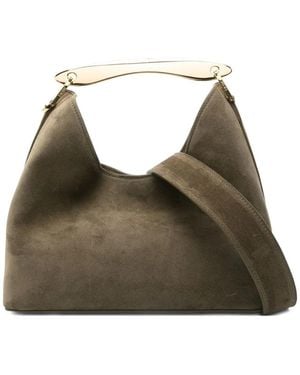Elleme Boomerang Curved-Handle Suede Tote Bag - Green