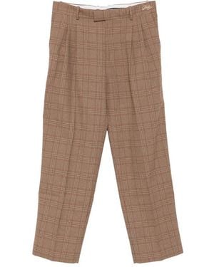 Drole de Monsieur Check-Pattern Pleated Trousers - Brown