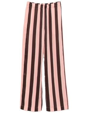 Stine Goya Striped Wide-Leg Trousers - Brown