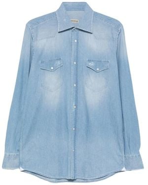 Sartorio Napoli Western-Yoke Faded Shirt - Blue