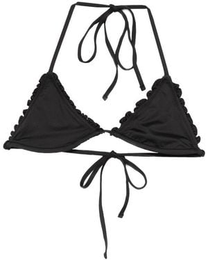 Frankie's Bikinis Nick Ruffled Bikini Top - Black