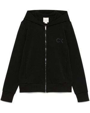 Calvin Klein Logo-Raised Hoodie - Black