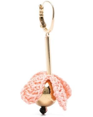 La DoubleJ Bouquet Drop Crochet-Flower Drop Earrings - Pink
