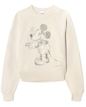 RE/DONE Classic Mickey Embellished Raglan-Sleeve Jumper - White