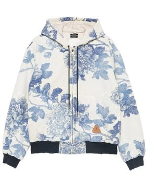 R13 Floral-Print Hooded Jacket - Blue