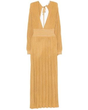 Antonino Valenti Pleated V-Neck Maxi Dress - Metallic