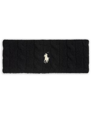 Ralph Lauren Cable-Knit Embroidered Head Band - Black