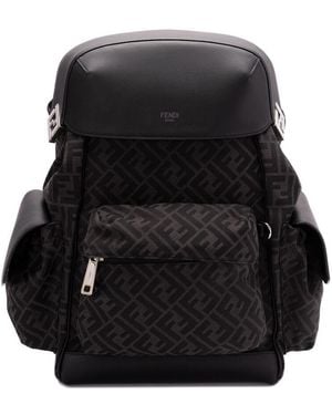 Fendi Ff Jacquard Backpack - Black