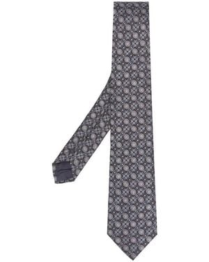 Tagliatore Patterned-Jacquard Silk Tie - Gray