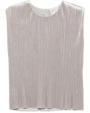 forte_forte Plissé-Effect Sleeveless Top - Grey