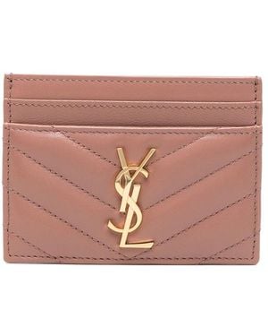 Saint Laurent Cassandre Matelassé Cardholder - Pink