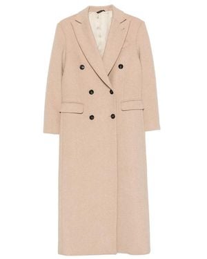 Eraldo Double-Breasted Peaked-Lapel Coat - Natural