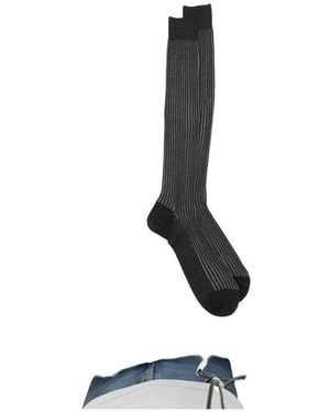 ANT45 Menfi Long Pinstripe-Pattern Socks - Black