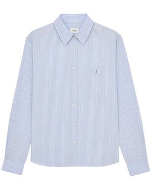 Saint Laurent Stripe-Pattern Blouse - Blue
