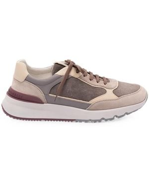 Brunello Cucinelli Panelled Leather Trainers - Pink