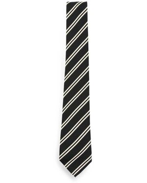 Saint Laurent Striped Tie - Black