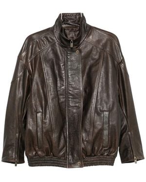 SANTORO Zip-Cuff Jacket - Brown