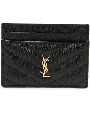 Saint Laurent Cassandre Quilted Card Holder - Black