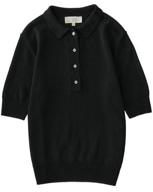 Studio Nicholson Tolsa Collar Knit Polo Top - Black