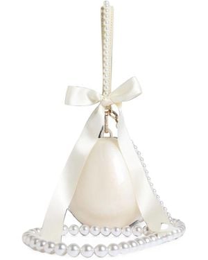 Simone Rocha Pearl Egg Bow Clutch Bag - White
