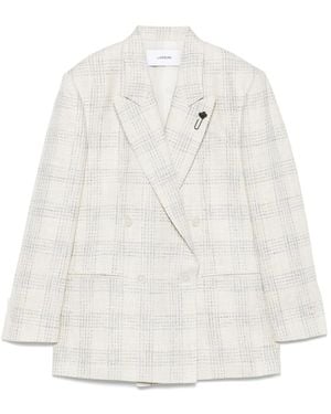 Lardini Checked Blazer - White