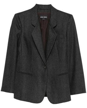Giorgio Armani Single-Breasted Notched-Lapel Blazer - Black
