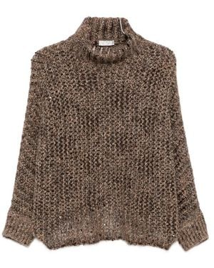 Panicale Sequin-Embellished Roll-Neck Jumper - Brown