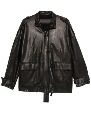 Giorgio Brato Leather Epaulette Jacket - Black
