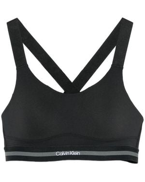 Calvin Klein Logo-Underband Racerback Sports Bra - Black