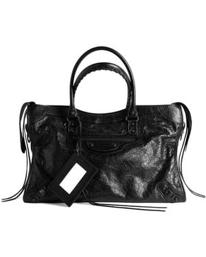 Balenciaga Le City Stud-Embellished Large Tote Bag - Black
