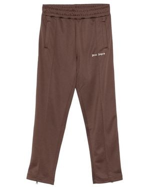 Palm Angels Embroidered-Logo Side-Stripe Track Trousers - Brown