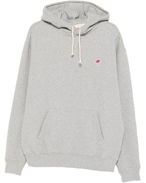 New Balance Logo-Embroidered Hoodie - Gray