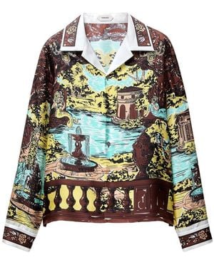 Versace Slim-Fit Printed Silk Twill Shirt - Green