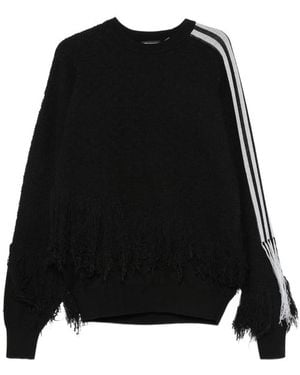 Y-3 Fringed-Detail Side-Stripe Sweatshirt - Black