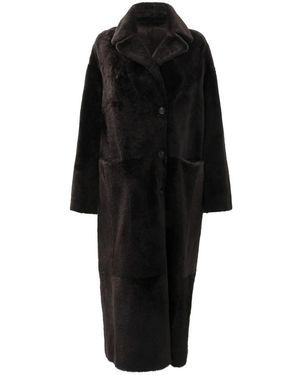 FURLING Button Lambskin Coat - Black