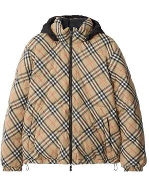 Burberry Reversible Check Puffer Jacket - Natural