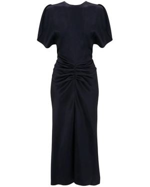 Victoria Beckham Gathered-Waist Midi Dress - Blue