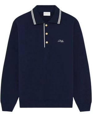 Drole de Monsieur Striped-Trim Polo Shirt - Blue