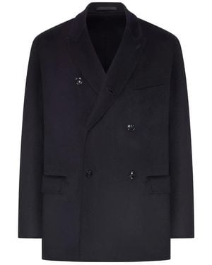 Giorgio Armani Double-Breasted Cashmere Jacket - Blue