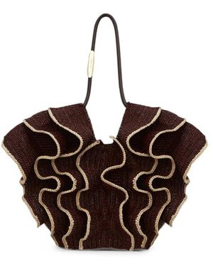 Zimmermann Ruffle-Trimmed Woven Tote Bag - Brown