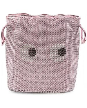 Anya Hindmarch Drawstring Clutch Bag Crystal Outer: Mesh - Pink