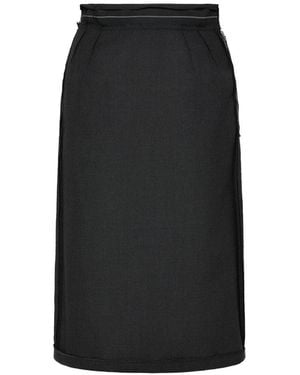 Maison Margiela Four Stitches Pleated Midi Skirt - Black