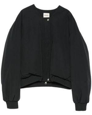 KHAITE Ribbed-Trim Collarless Jacket - Black