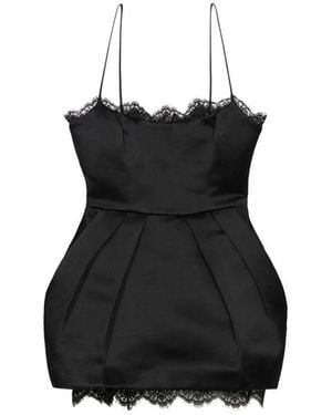 Blumarine Lace-Trim Balloon Mini Dress - Black